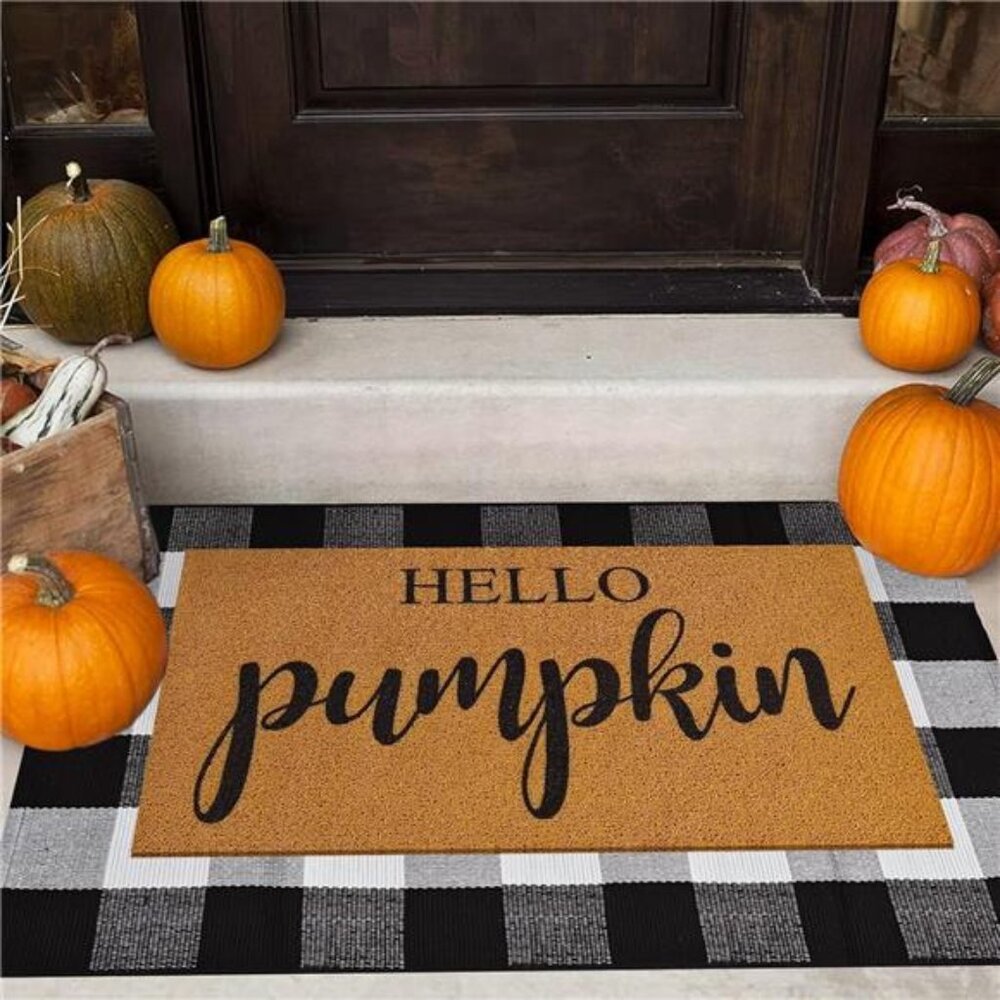 2 Pcs Fall Door Mat Combo Set Imitation Coir Welcome Mat, 43" x 28" Buffalo